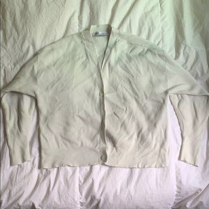 White button up ribbed sweater